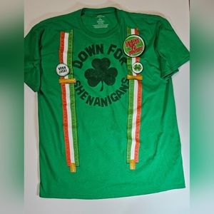 St Patrick's Day‎ T-shirt Mens XL Green Irish Flag Shamrock Graphic Party Tee